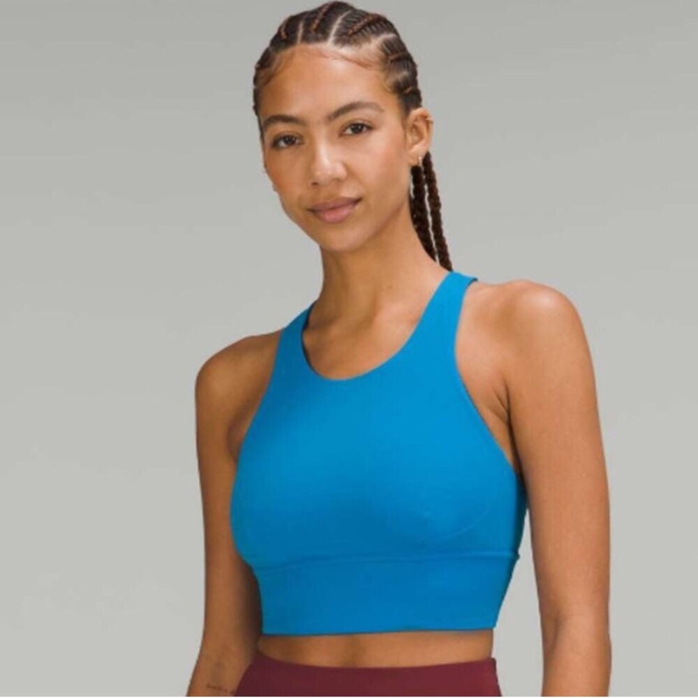 🌼! Lululemon Wunder Train Longline Bra Size:4 Poolside Blue
